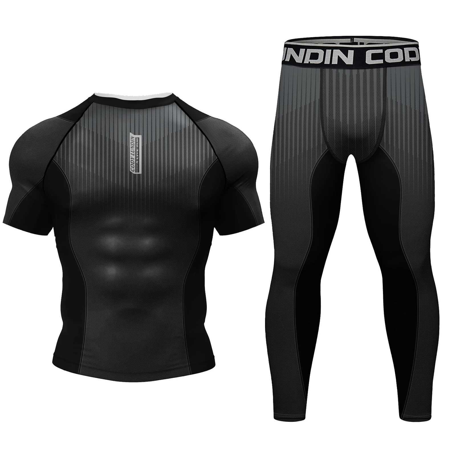 4 pieces Men Rash Guard Set High Quality Compression BJJ Uniform MMA Clothes for Men Sports Kit Fitness Wear Sportswear X250129