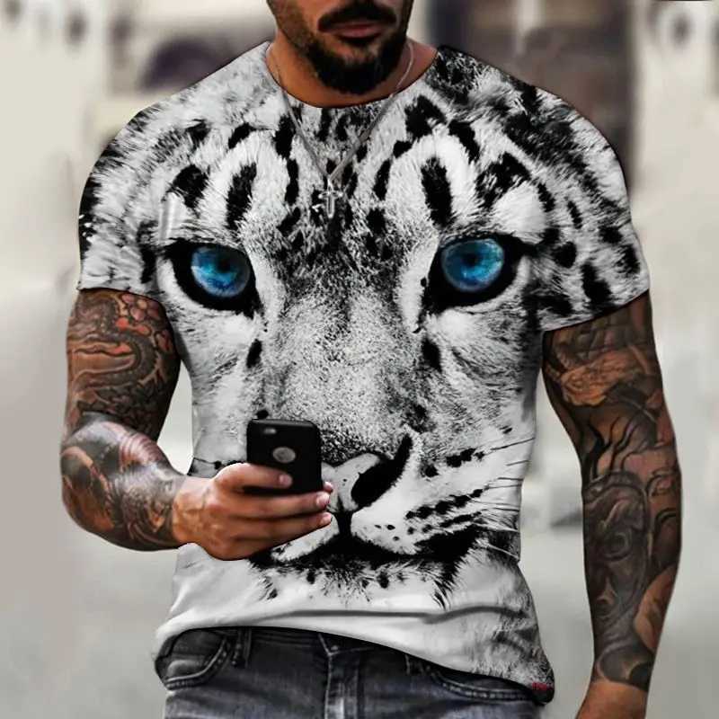 Mens T-shirt Tiger 3D Printed Casual Harajuku Short Sleeve O Neck Pullover Sport Streetwear Outdoor Tops Tee Oversized ClothingXJ250117