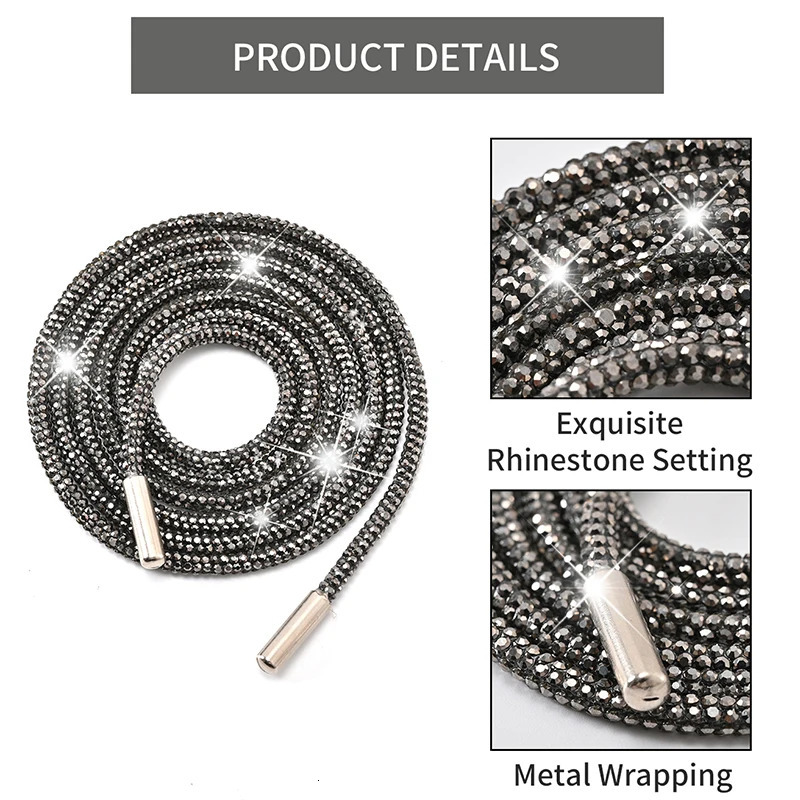 1Pair2Pcs Rhinestone Shoe Lace y Diamond ShoeLace Bright String Cross Braiding Strap DIY Drawstring 250114