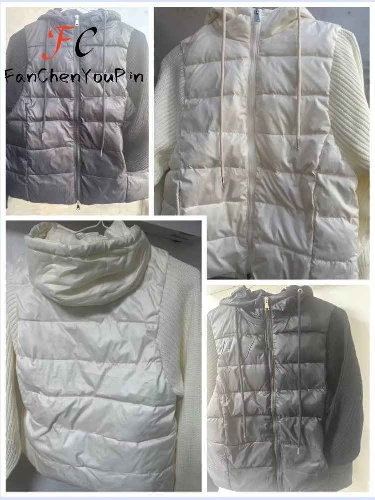 Women's Autumn Winter New Fashion Standing Neck Knitted Spliced Jacket Top Elegant Solid Zip Pocket Thickened Cardigan Coat