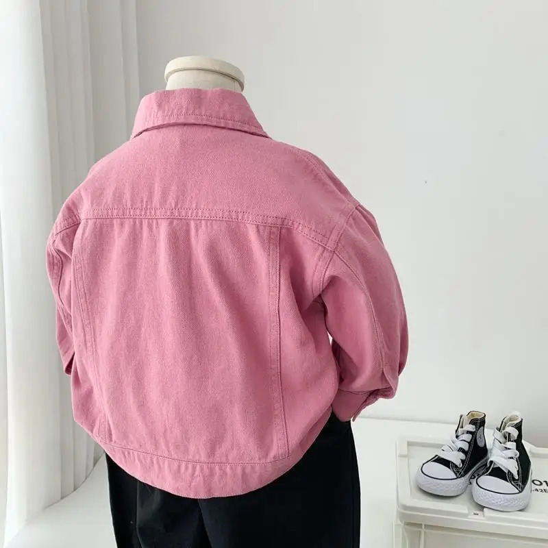 Boys Girls Denim cotton Jackets Pink Laple Tops Spring Autumn 2024 Fashion Sweet Cute Coat Jacket Baby Girl Clothes 2-10Yrs 250114
