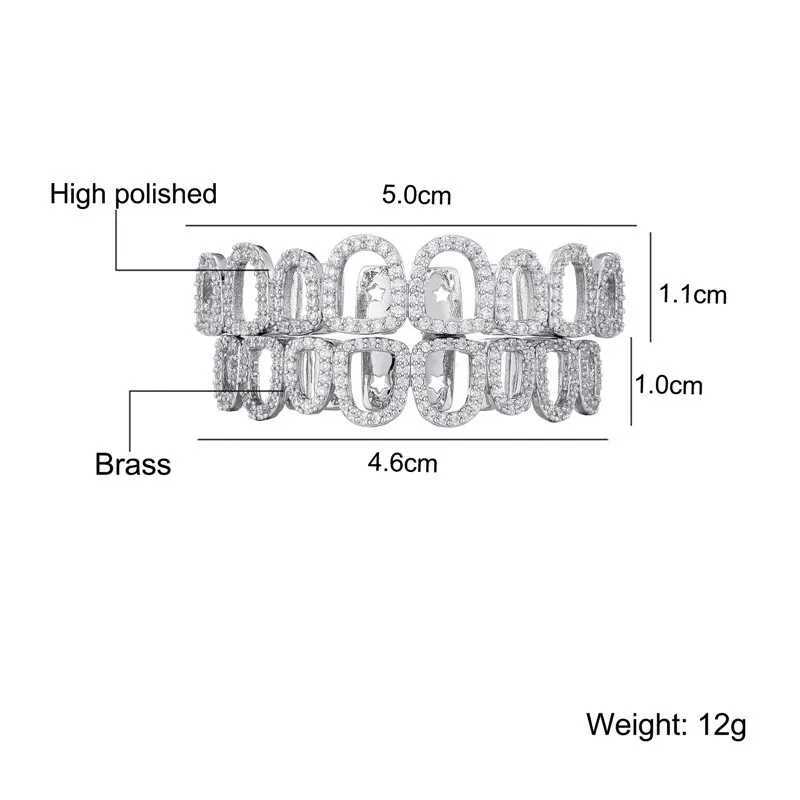 RACHELZ Hip Hop Full Iced Out CZ Stone Tooth Caps Braces For Women Men Hollow Teeth Grillz Jewelry Top Bottom Dental GrillsXJ250114