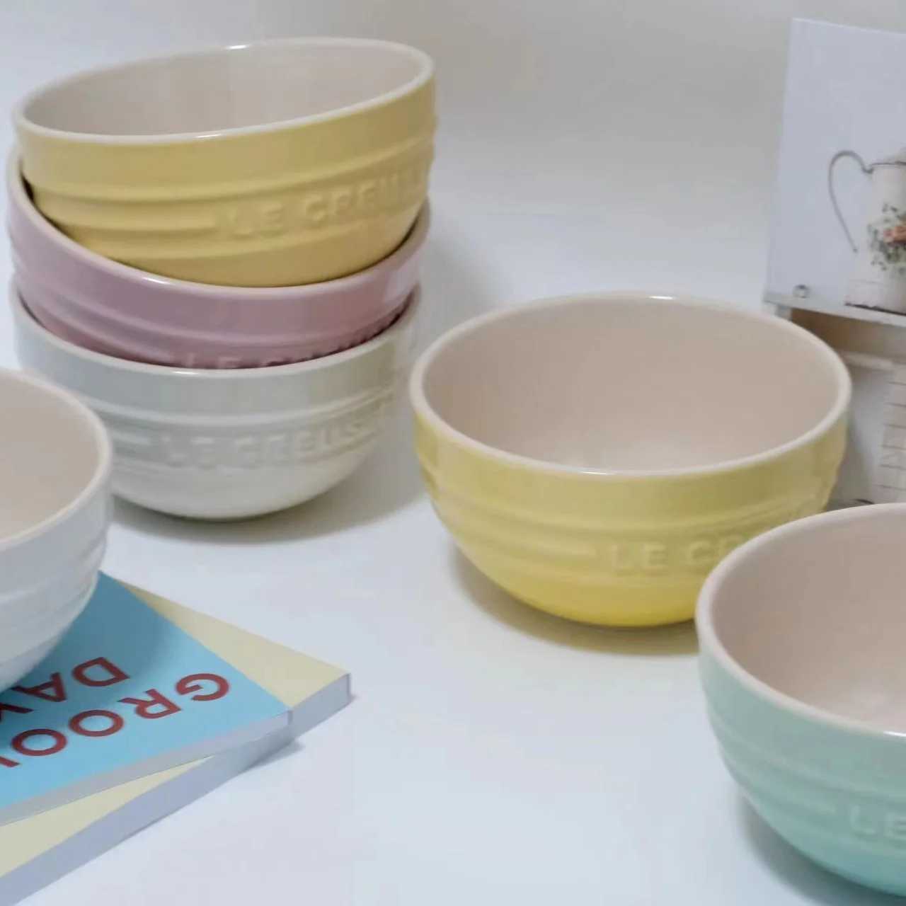 Macaron Rainbow Bowl Rice Bowl Multicolored Ceramic Bowl Kitchen Supplies Household Single Person Eating Multi Person X250129