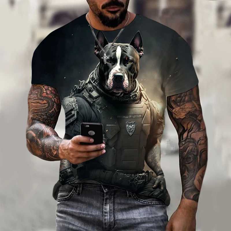 Dog Graphics T-Shirt For Men 3d Printing Tees Ferocious Animal Camisetas Pattern Short Sleeve Tops Summer Casual Mens ClothingXJ250117