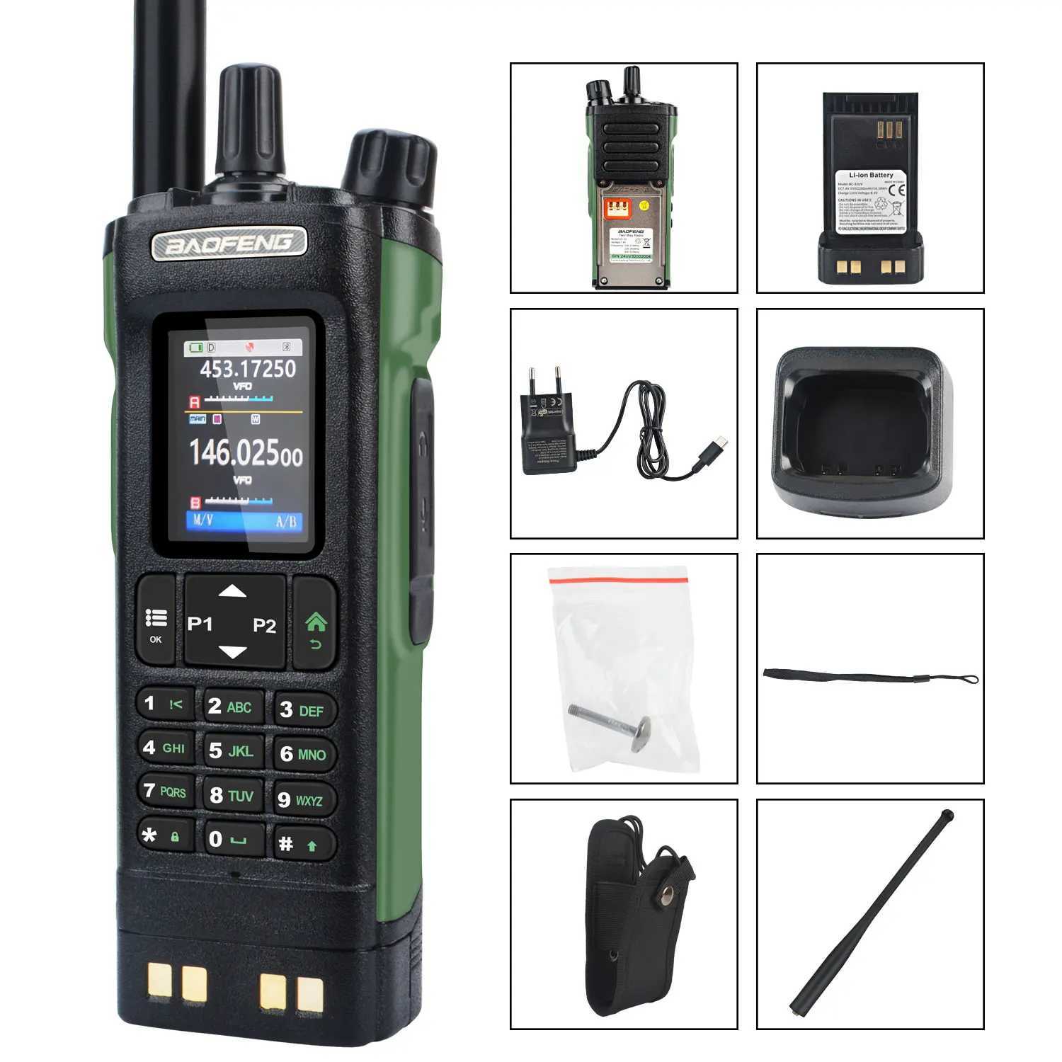 Baofeng UV-32 Multi-band 10W GPS wireless connections App Program FM Air Band Walkie Talkie 2.0 HD Display 2200mAh USB-C Charging Battery X250129