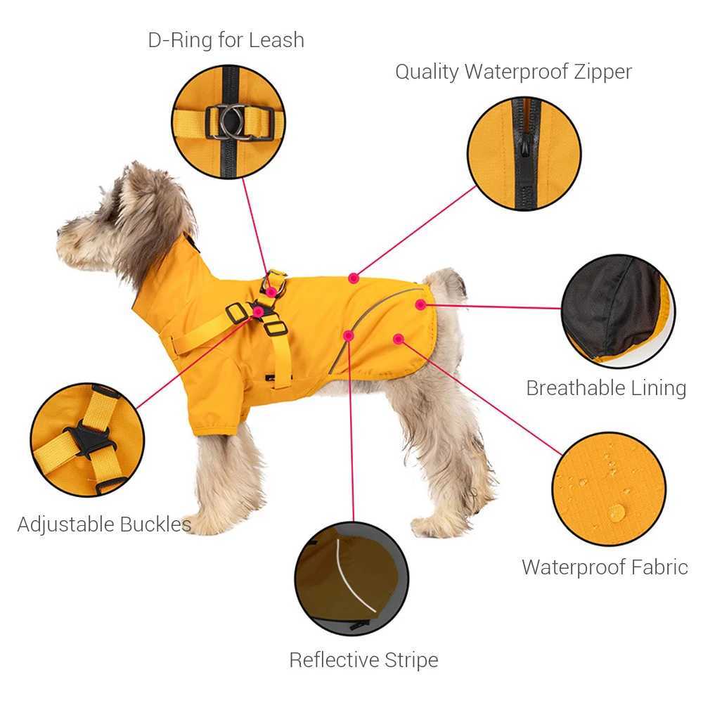 Waterproof Dog Rain Jacket with Harness Safety Reflective Dog Raincoat for Small Dogs Pet Outdoor Jackets for Jungle CampingXJ250121