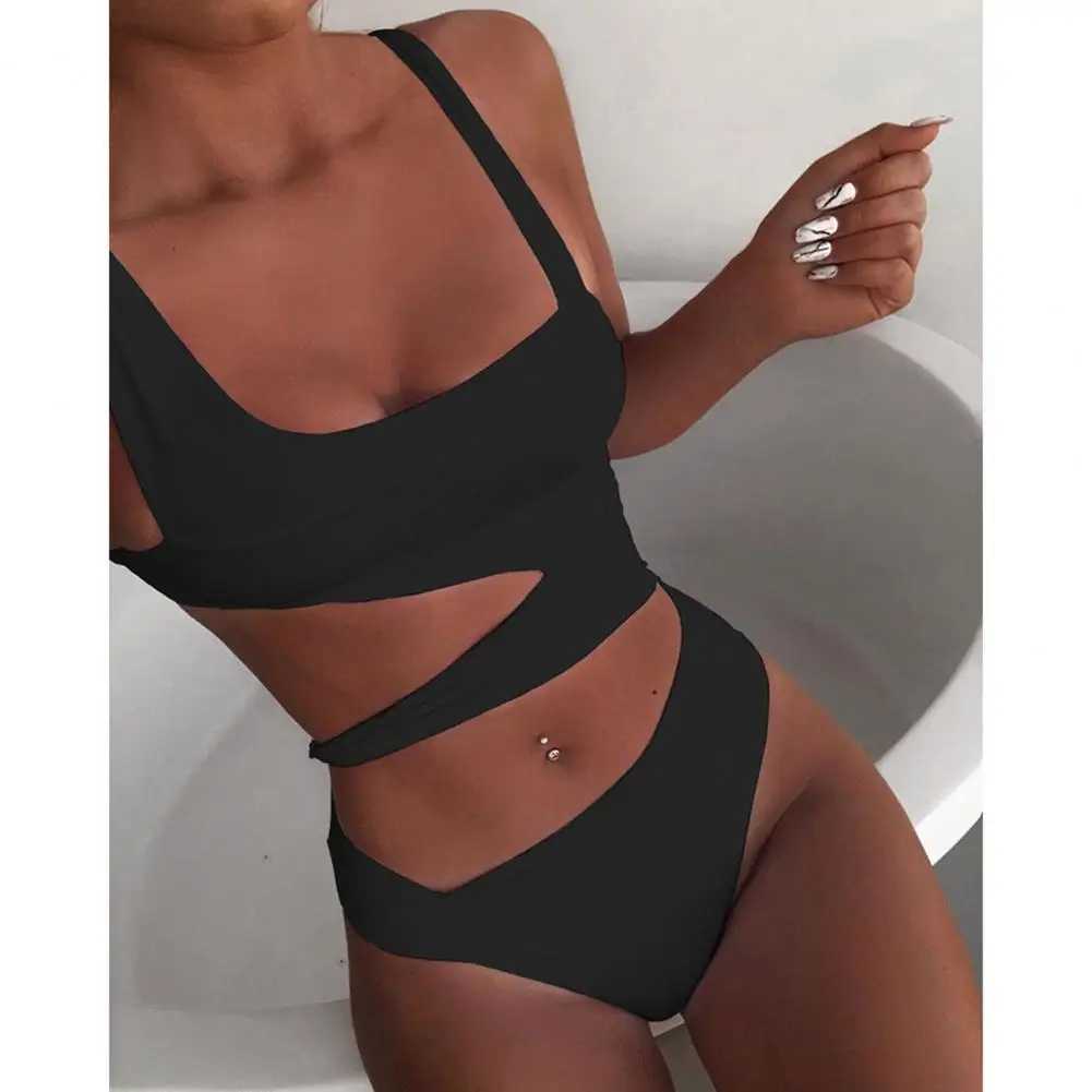 Summer Women Bikini Set Stain Resistant Slim Fit Sveless Push Up Lady Beachwear Shoulder Strap One Piece Bathing SuitsXJ250120