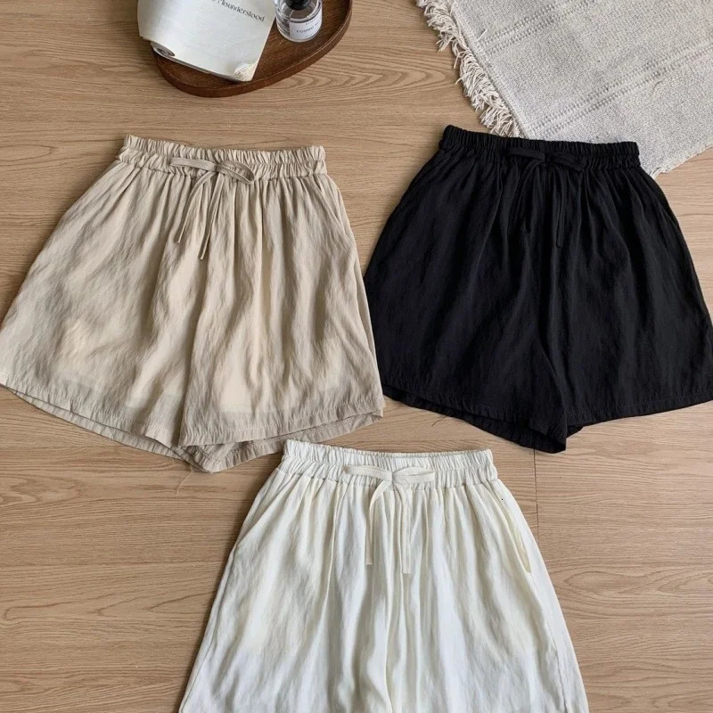 Lazy Korean Casual Polo Collar Sun Protection Shirt with Stacked Short Suspender Vest Shorts Three Piece Set for Woman 250122