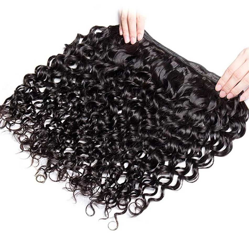 Indian Water Wave Bundles With Clo Wet and Wavy Curly Human Hair Bundles 12A Remy Hair Weave 3 Bundles With Frontal 13X4XJ250120