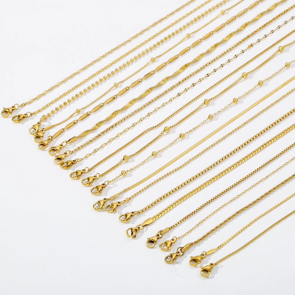 HONGTONG Gold Color Chain Necklace For Women Snake Chains Twist Rope Stainless Steel Jewelry Long Accessor 250114