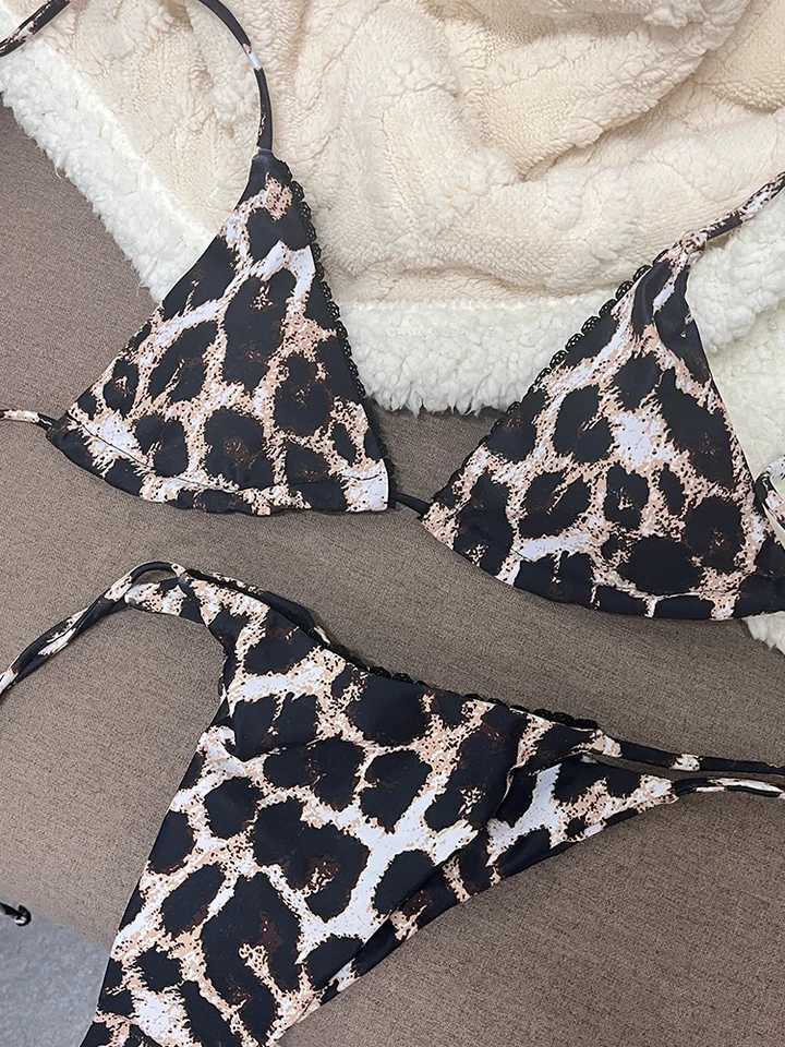 2024 Bikini Women Swimwear Triangle Bathing Suits Bandage Swimming Suits Womens Sexy Biquini Leopard Printed Beachwear SummerXJ250120