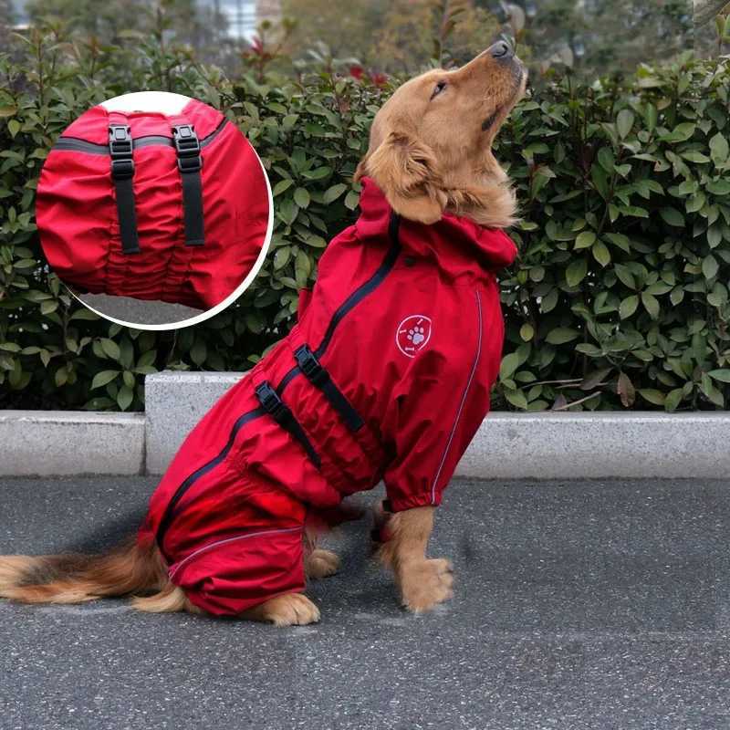 Waterproof Pet Dog Jacket Reflective Rain Dog Coat Red Dog Jumpsuits And Rompers Autumn Winter Dog Raincoat For Large DogsXJ250121