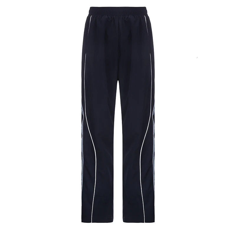 Darlingaga Casual Stripe Spliced Techwear Sweatpants Sporty Chic Basic Trousers Baggy Stitched Elastic Waist Joggers Pants 250122