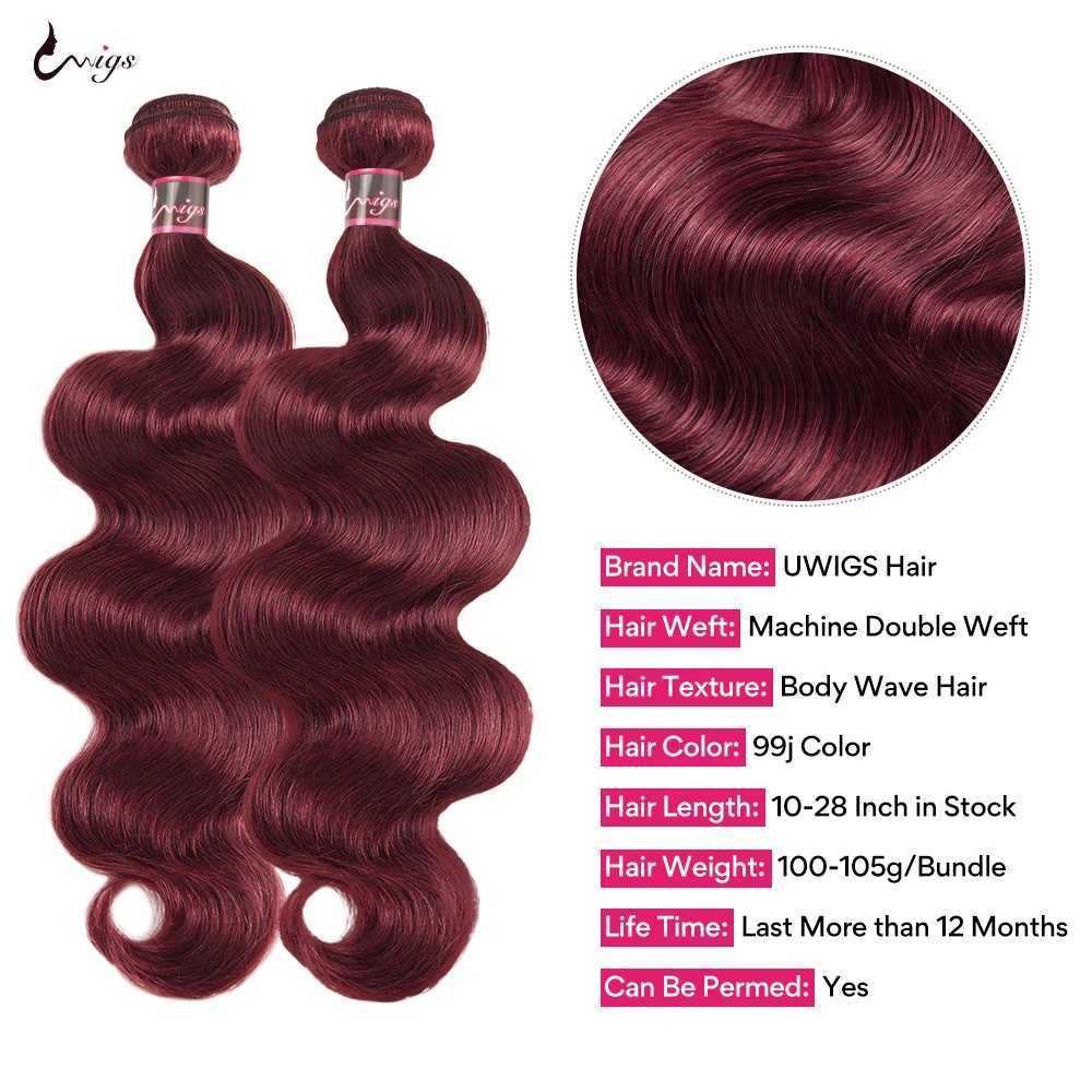99J Burgundy Body Wave Bundles With Frontal Virgin Human Hair Bundles With 5x5 Clo Burgundy Bundles Human Hair Wine RedXJ250120