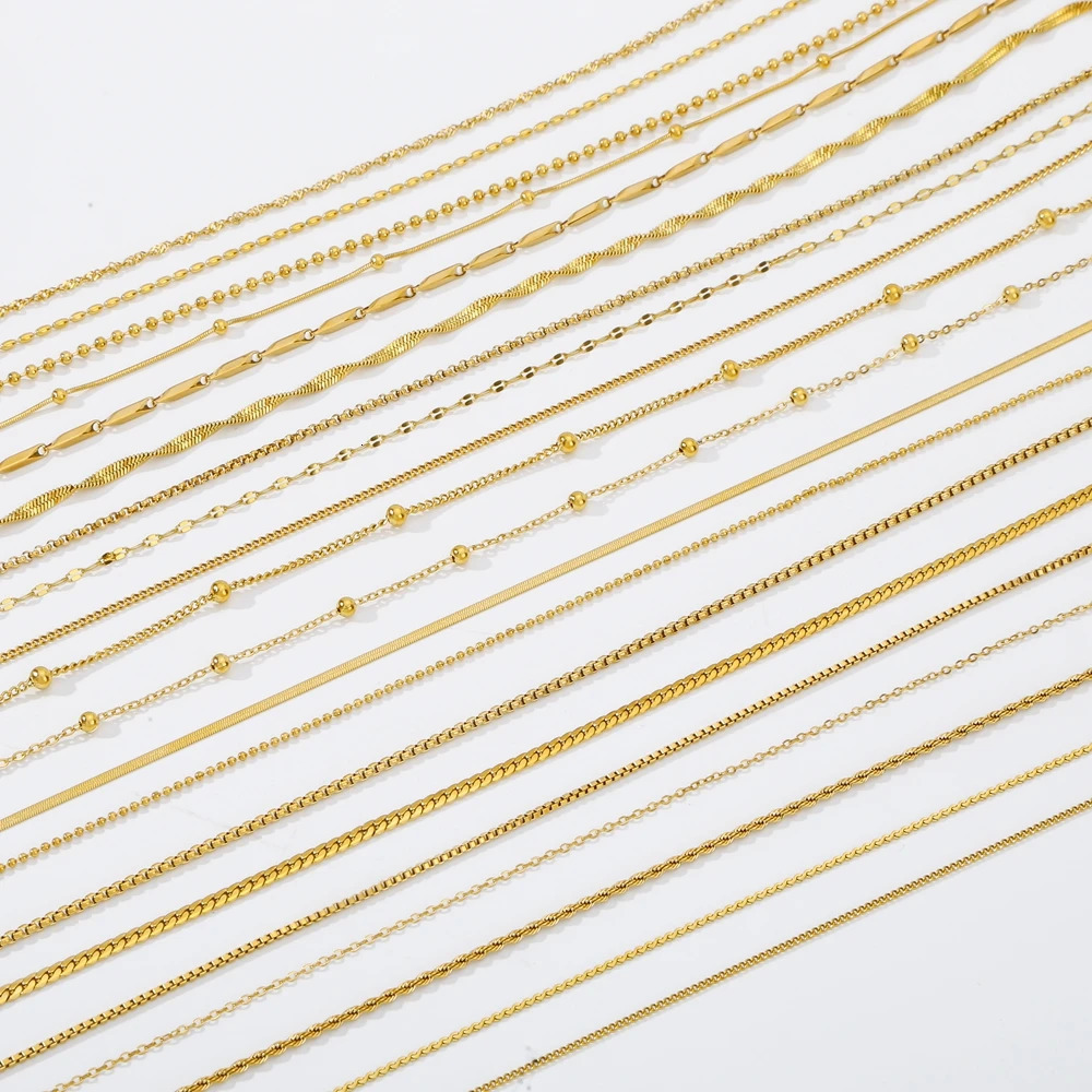 HONGTONG Gold Color Chain Necklace For Women Snake Chains Twist Rope Stainless Steel Jewelry Long Accessor 250114