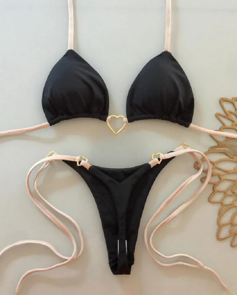RUOTONSEPT Sexy Halter Solid color Bikini Set Womens Swimsuit Twopiece Triangle Thong Swimwear Bathing Suit Brazilian Biquinis 250120