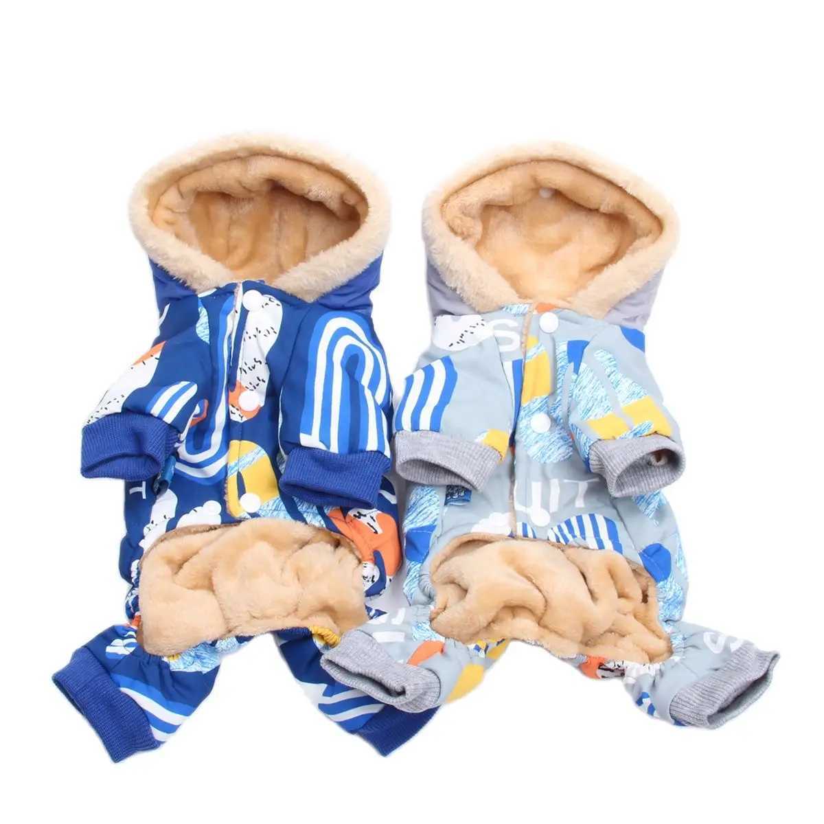Dog Cat Warm Jumpsuit Hoodie Letters Print with Leash Ring Pet Puppy Coat Jacket Outfit for Dogs Cats Small MediumXJ250121