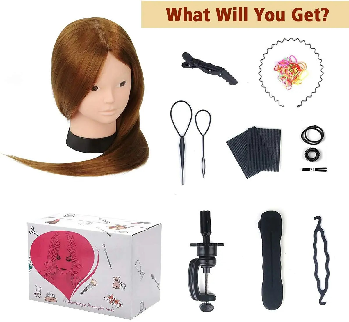Hair Doll Head For Hairstyles Mannequin Head Hair Training Head Braid Hairdressing Practice Hair Styling Child Gift 250114
