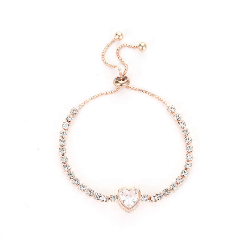 Fashion Rose Gold Love Zircon Versatile High end Alloy Dia Set Women's Bracelet