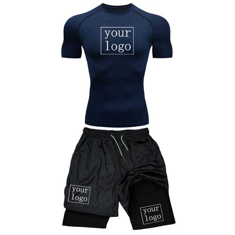 Customized Printed Mens Compression Set Your OWN Gym Top+Workout Shorts Quick Drying Breathble Athletics Rash Guard Suit X250129