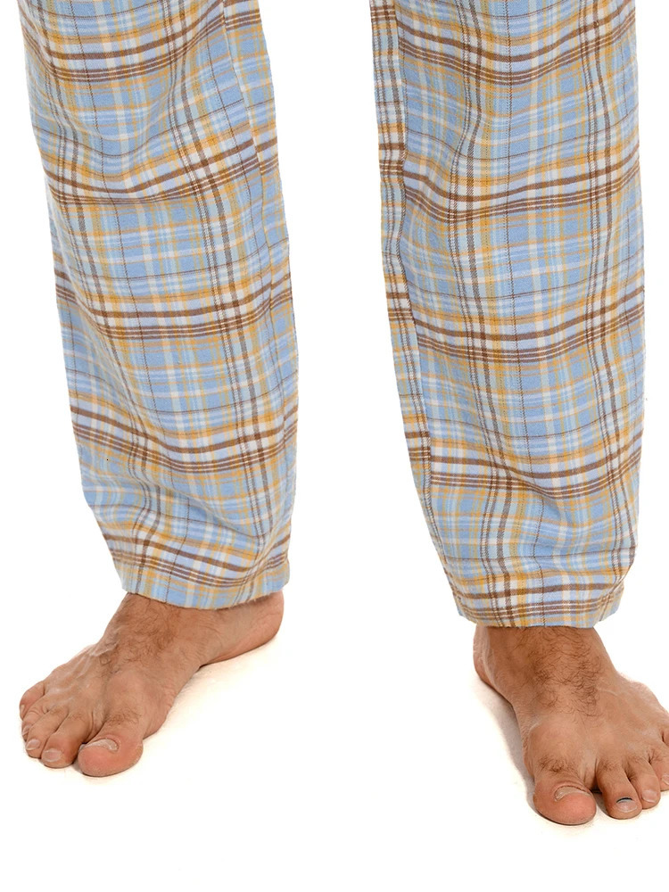 Mens Pajamas Set Autumn Winter Fashion Plaid Flannel Printed LongSleeved Casual Home Wear Sleepwear 2 Piece Soft Loungewea 250122