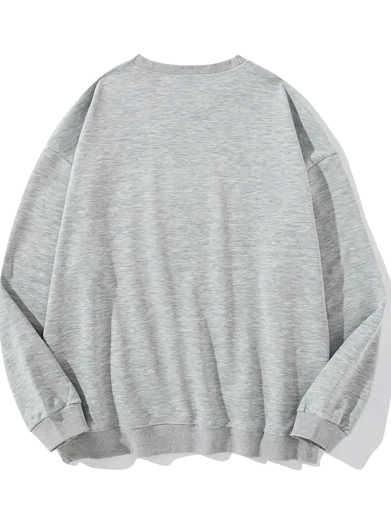 Mens autumn and winter fashionable casual loose oversized California print fleece pullover round neck long sleeved sweatshirtXJ2500118