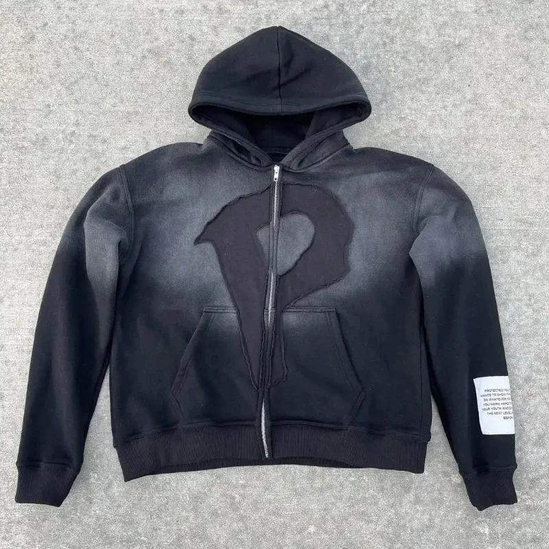 Y2k Harajuku Hip Hop Alphabet y Women Zipper Hoodie Gothic Sportswear Retro Street Wear Men and 250122