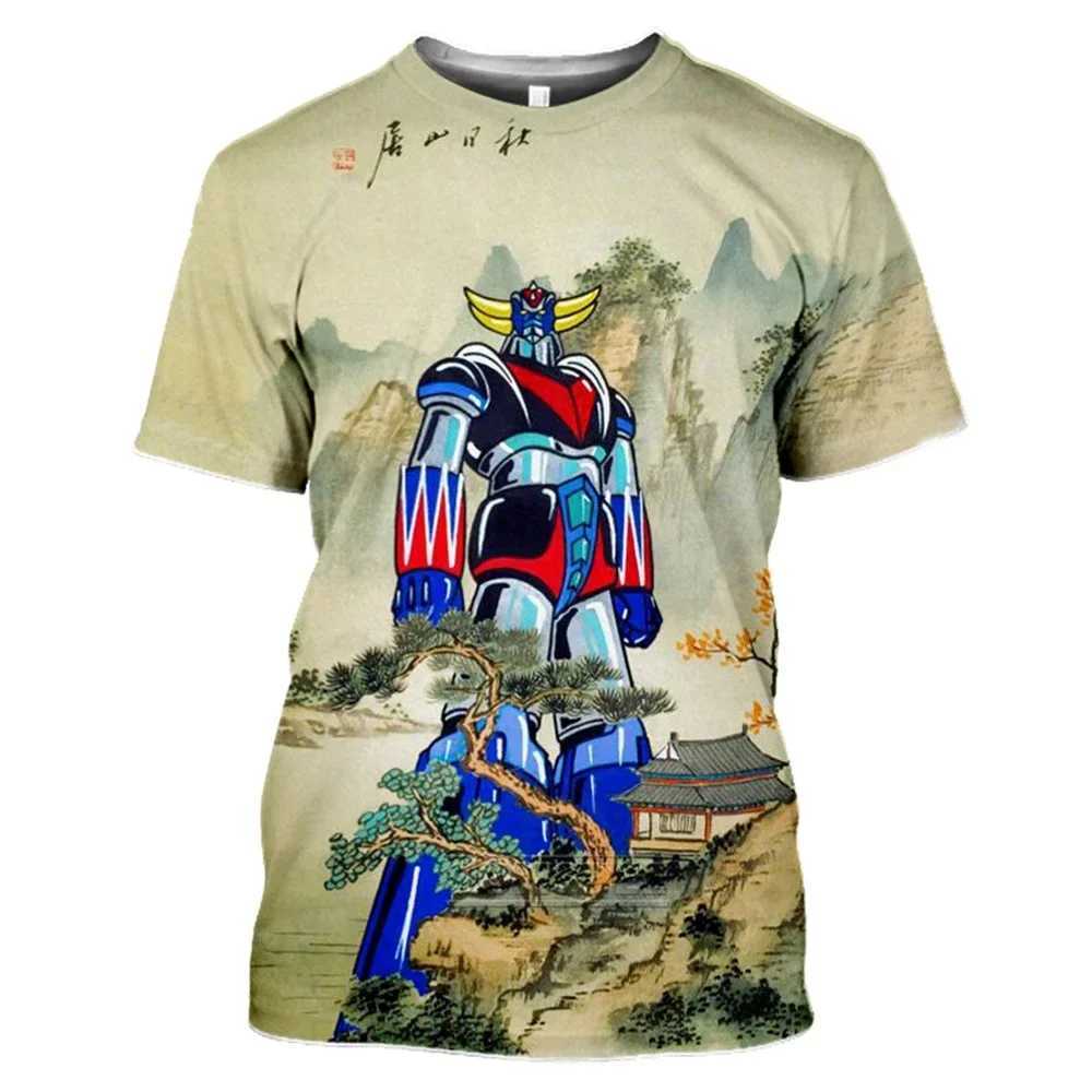 3D Animated Printed T-shirt for Men and Women Oversized Design Shirt Grandizer Robot Harajuku Style Goldorak Y2K StreetwearXJ250117