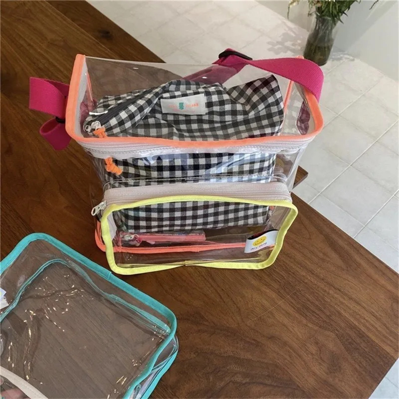ns Korean Style Color Matching Transparent Bag Street S Outdoor Snacks Toys Going Out Shoulder Swimming Backpack Beach Bag 250121