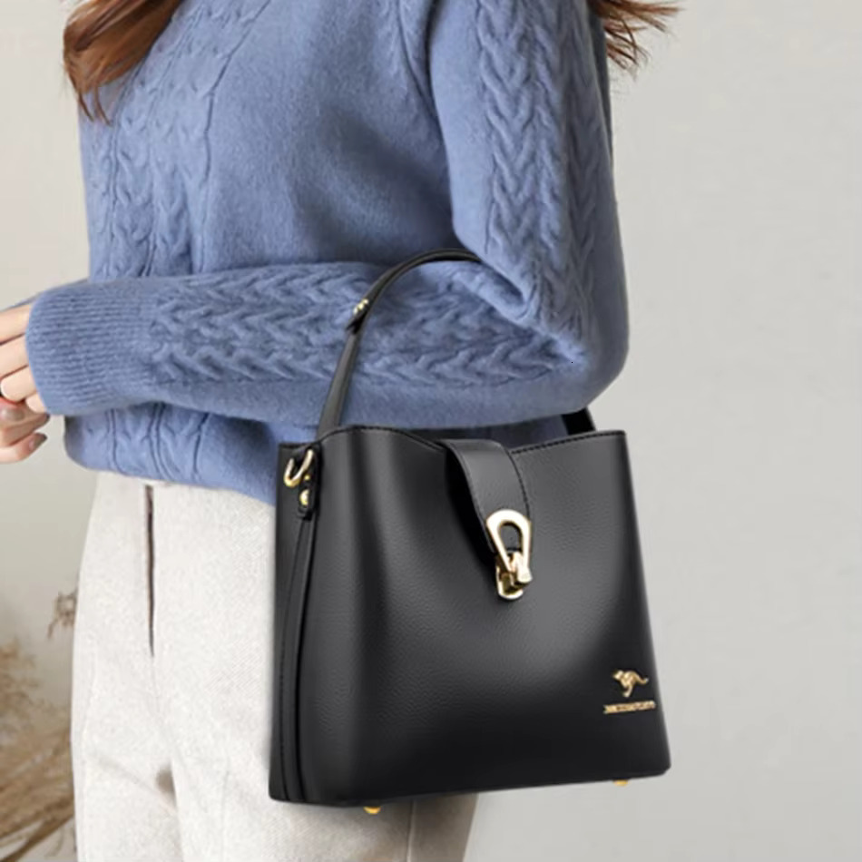 3 Layers Quality Soft Leather Handbag For Women High Capacity Designer Ladies Shoulder Messenger Bags Sac 2025