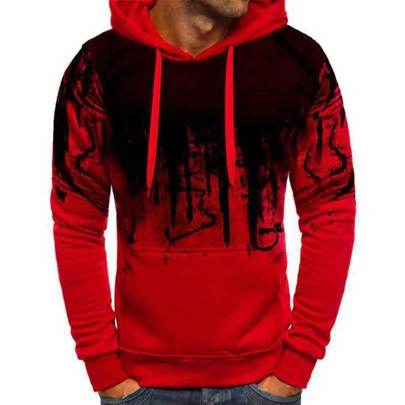 Gradient Print Mens Pullover Hooded Sweatshirt Spring Autumn Daily Fitness Sportswear Fashion Casual Hoodies Loose ClothingXJ2500118