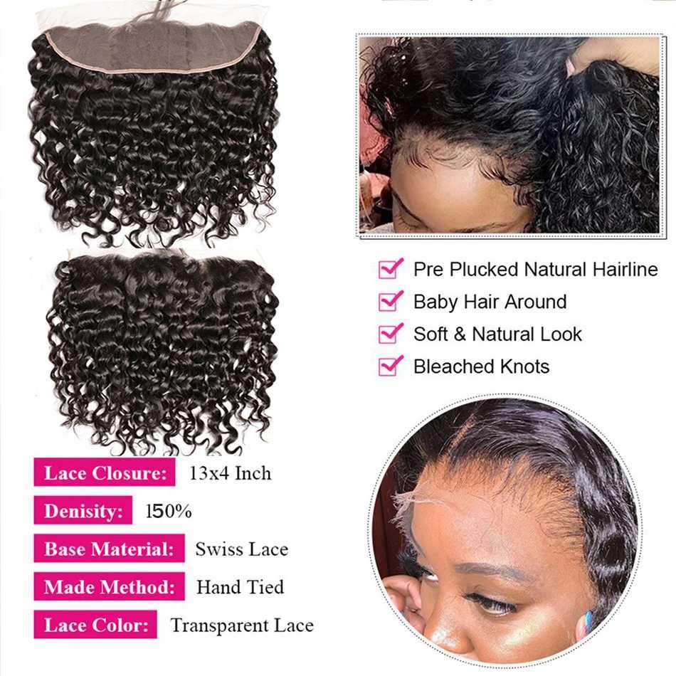 13x4 Water Wave Frontal Human Hair Brazilian Lace Frontal Clo Curly Deep Lace Frontal Clo Human Hair Virgin Hair CloXJ250120