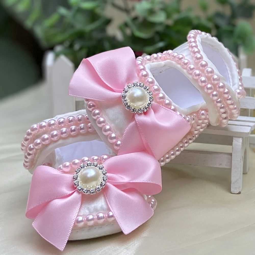 Dollbling Lace Surface Baby Girls Infant Newborn Princess Shoes First Walkers Sparkly Glitter Soft Bow Buckle Toddler Shoes X250129