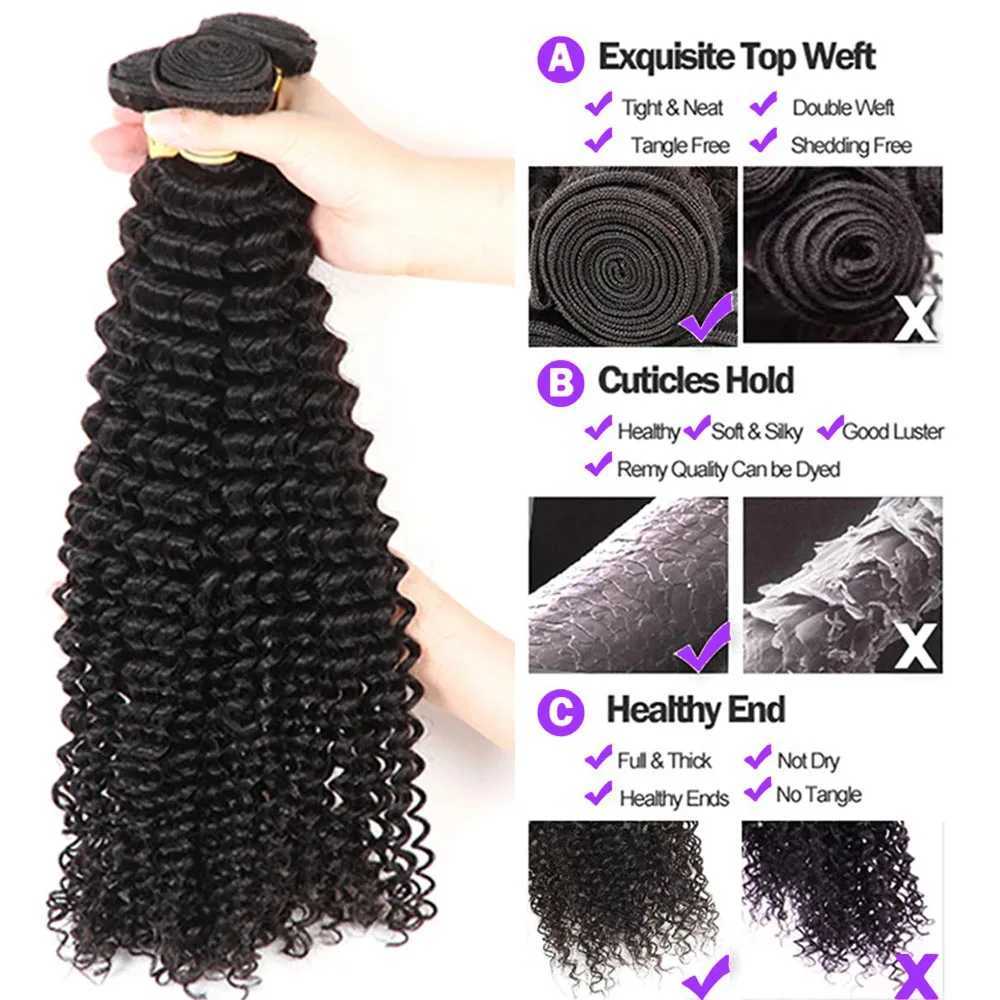 Deep Wave Human Hair Bundles With 13x4 Free Part Lace Frontal 4x4 Clo Deep Curly Bundles Virgin Remy Hair Natural ColorXJ250120