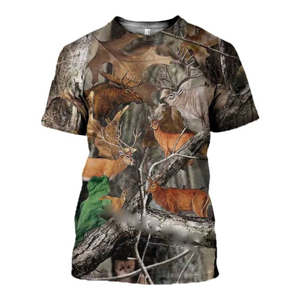 Summer Outdoors Hunting Camouflage t shirt for men Fashion New Casual Personality Printed Animal Pattern Round Neck Tees TopsXJ250117