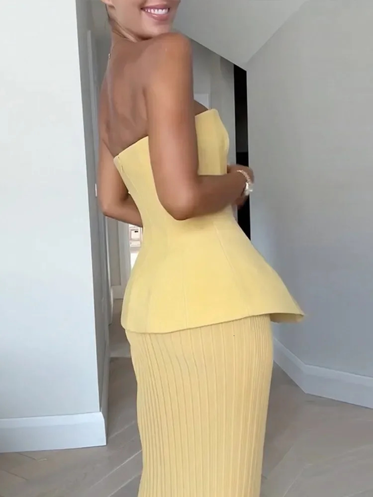 Fashion Solid Skirt Sets for Women Elegant Sleeveless Backless Slim Tank Tops Pleated Skirts Suits 2 Pcs Female Casual Outfits 250122