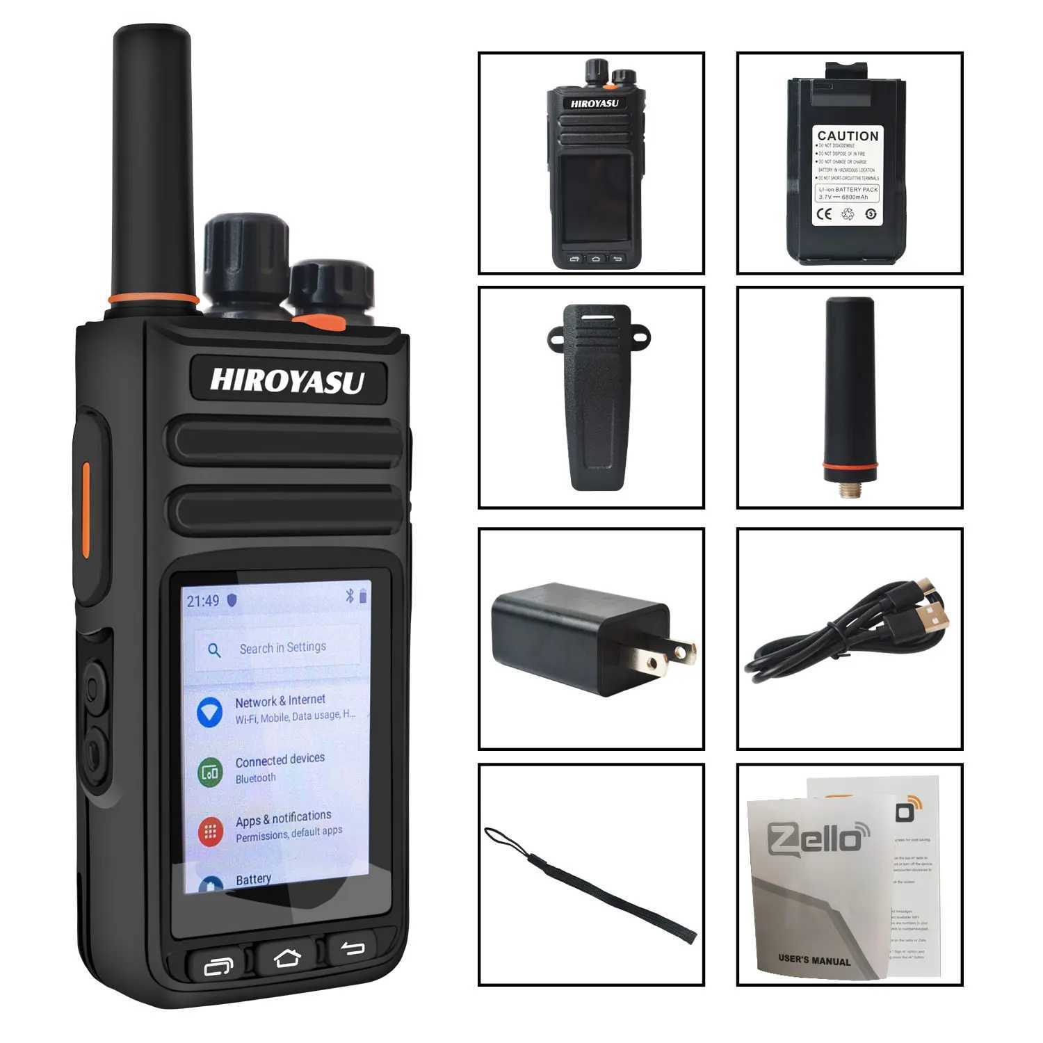 HIROYASU HI-B8 WIFI 2G 3G 4G LTE Zello PoC FM Walkie Talkie 2GB+16GB 2.4 Touch Screen Android 9.0 Phone Call GPS Voice Record X250129