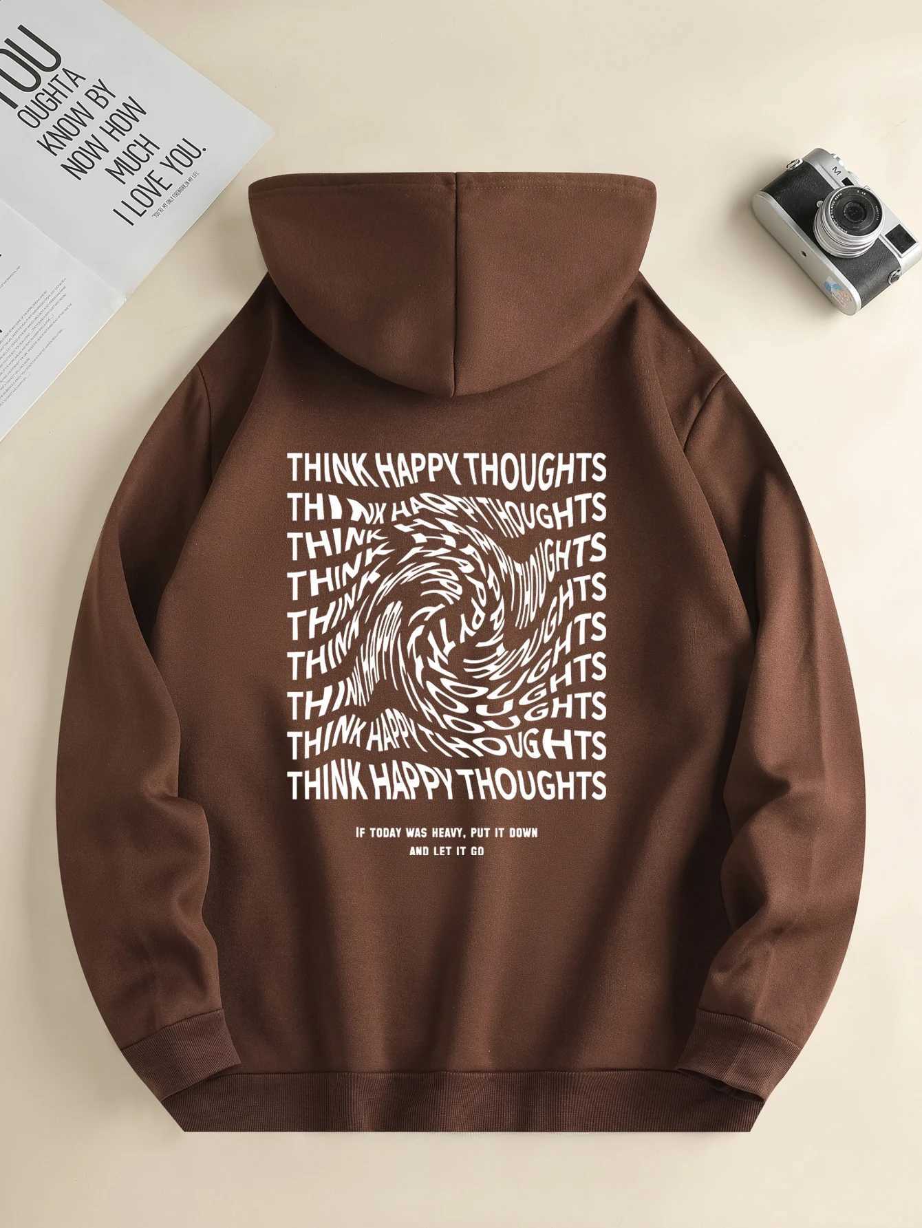 Mens new fashion hoodie casual daily drawstring hooded sweatshirt lettering front kangaroo pocket mens jacket X250129
