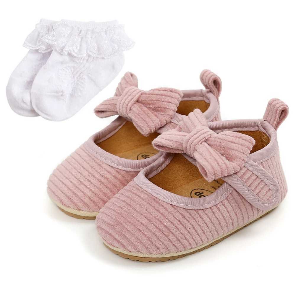 Baywell Cute Baby Girls Non-Slip Bowknot Shoes + Headband Newborn Princess Wedding Shoes Toddler First Walkers 0-18M X250129
