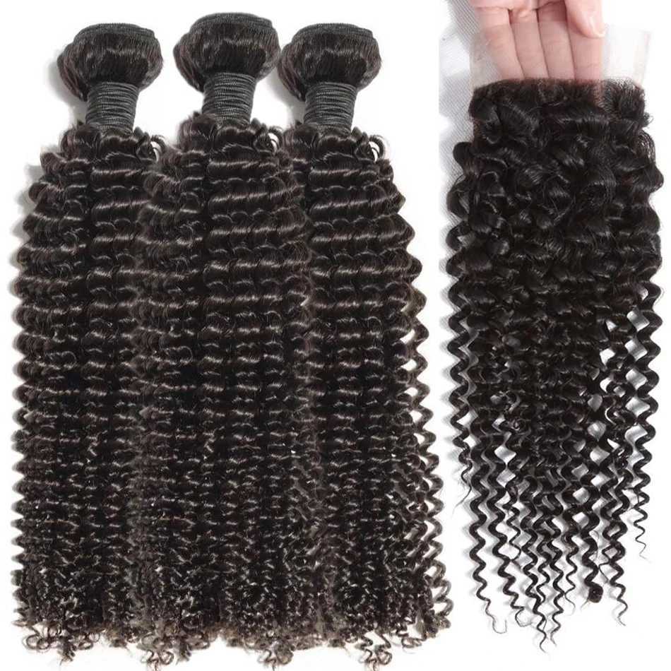 Indian Kinky Curly Bundles With Clo 13x4 Lace Frontal With Bundles Human Hair Bundles With Frontal Clo Virgin HairXJ250120