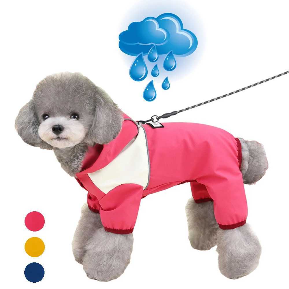 Waterproof Dog Jumpsuit With Caps Four Legs Dog Raincoat for Small Dogs Puppy Clothes Reflective Chihuahua Rain Coat Pet CostumeXJ250121
