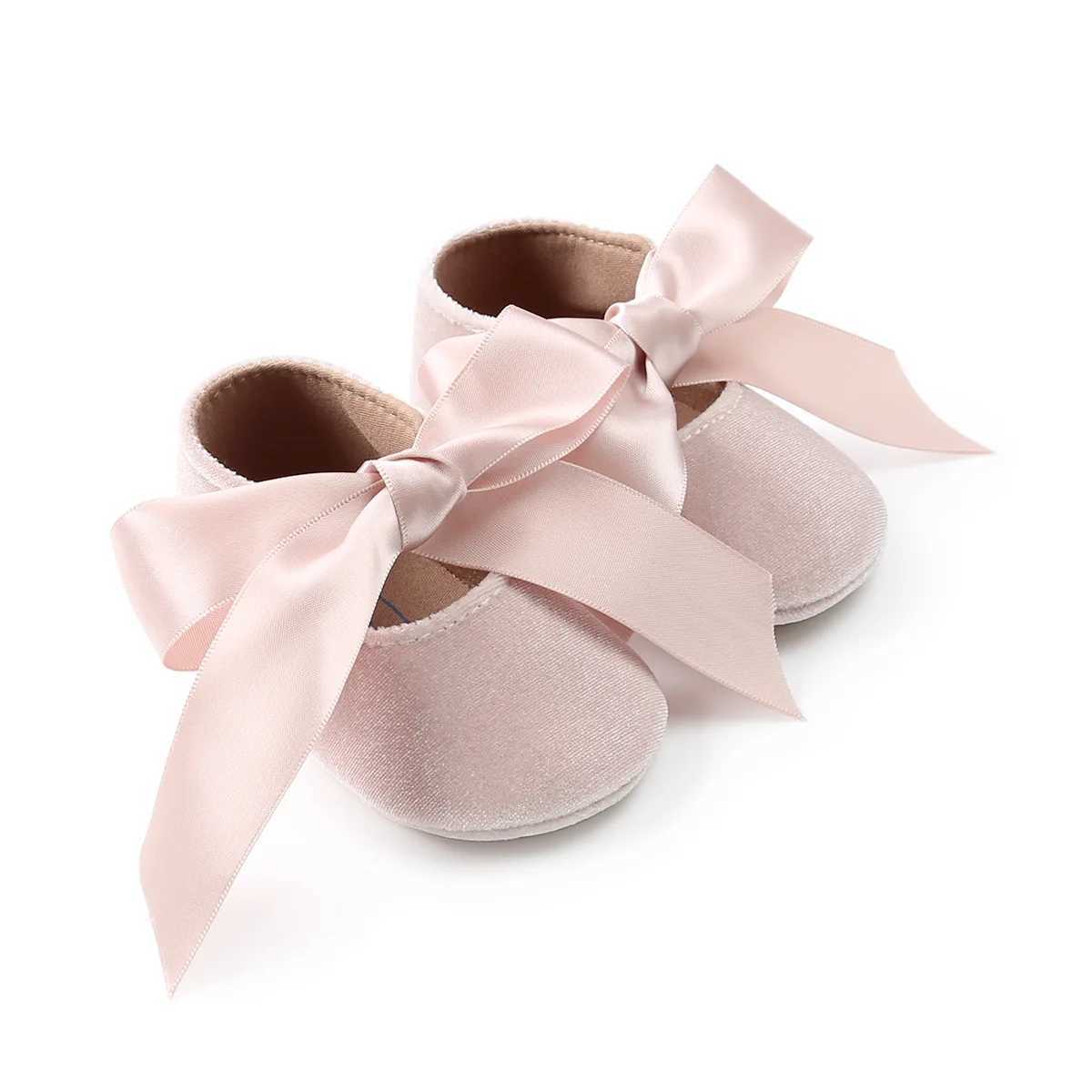 Meckior Baby Girl Shoes Princess Ballet Slippers Non-slip Flat Soft-sole Cotton Rubber Crib Butterfly-knot Infant First Walkers X250129