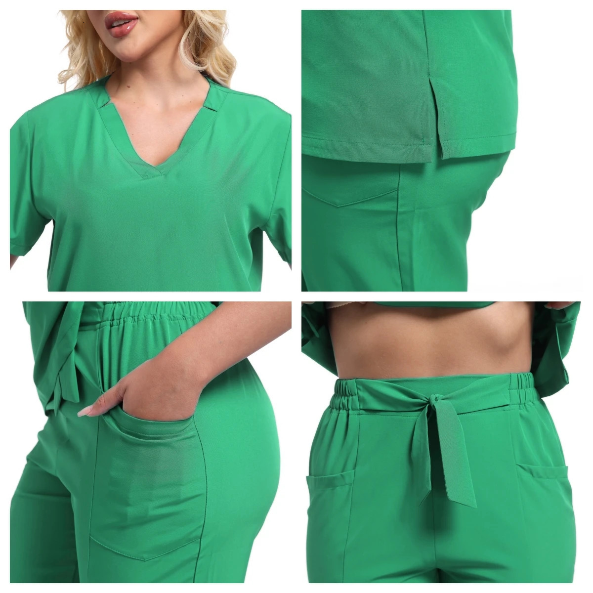 Multicolor Surgery Uniform Short Sleeve Top Pocket Pant Nursing Uniform Pet Shop Workwear Doctor Nurse Clothes Scrub Set 250122