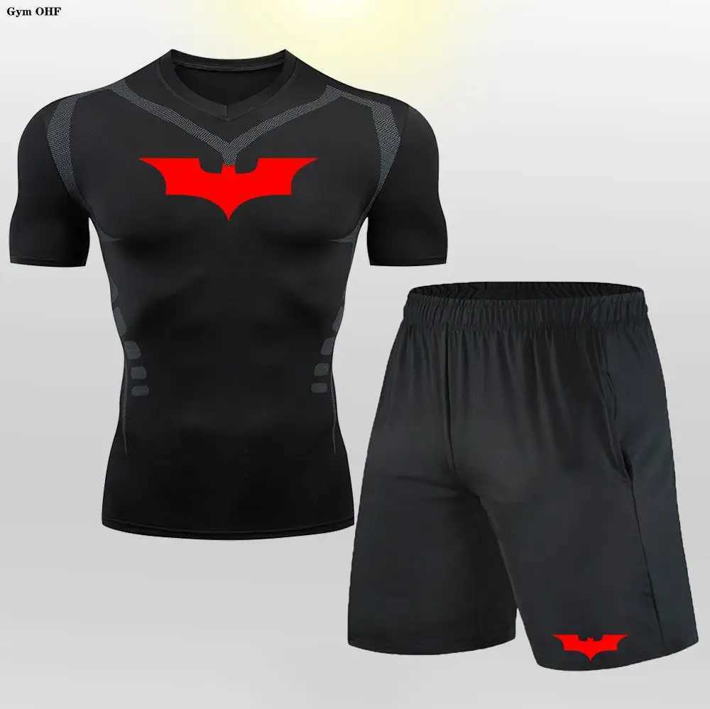 T-shirt shorts set mens track and field suit bat compression gym tight set exercise jogging top sportswear X250129