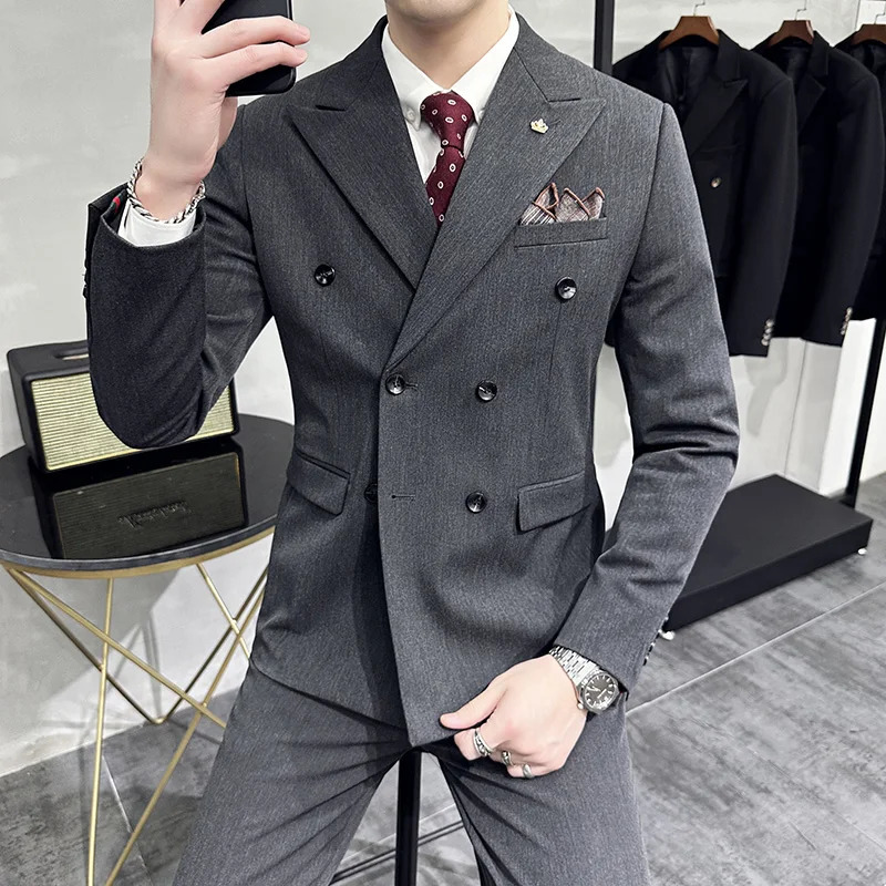 Jackets Pants Grooms Wedding Dress Fashion Mens Double breasted Suit Blazer Trousers Male Formal Business Office 250122