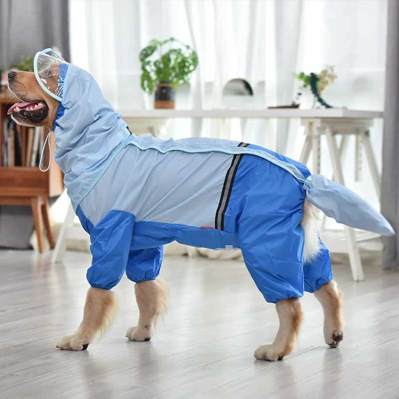Dog Raincoat Hooded Dogs Rain Coat Dog Costumes for Large Dogs Tail All Cover Waterproof Raincoat Golden Retriever AccessoriesXJ250121