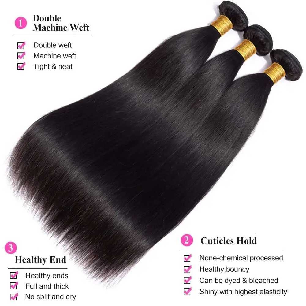 Bone Straight Bundles With Clo Brazilian Hair Weave 3/4 Bundles With Clo Frontal Human Hair Bundles With 13x4 FrontalXJ250120