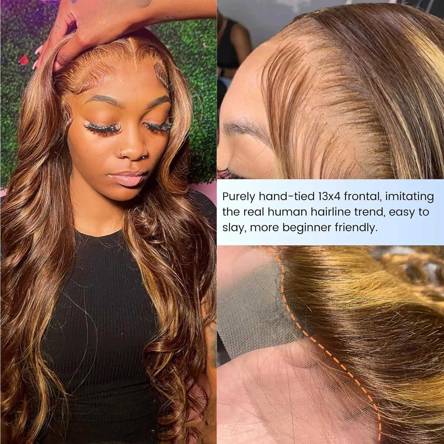 #4/27 Bundle With Frontal Body Wave Honey Blonde Ombre Human Hair 3 Bundles With 13x4 HD Lace Frontal Highlight Colored BundlesXJ250120