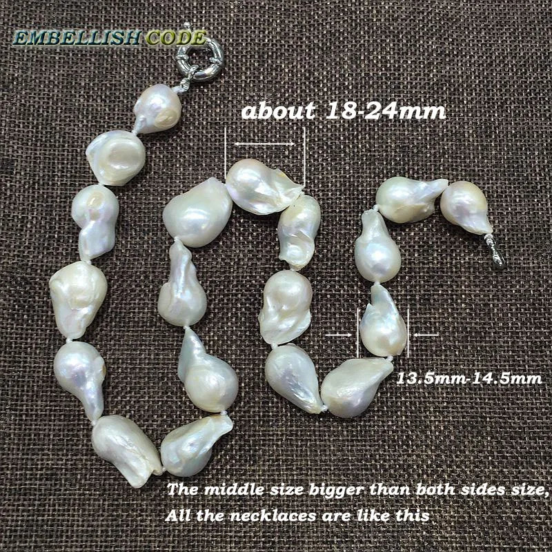 Selling Well White Color Large Size Tissue Nucleated Flame Ball Shape Baroque Pearl Necklace Freshwater 100% Natural Pearls 250115