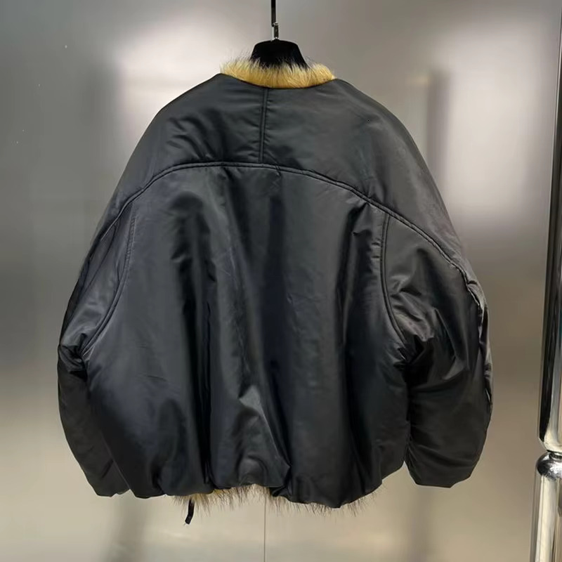 2024 Warm Double Sided Parka Long Sleeve Faux-Fox Fur Women Fashion Oversized Outwear Female Fluffy Jacket